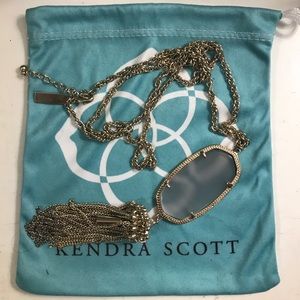 Rayne Stone Tassel Pendant Necklace in Slate